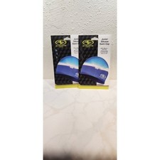 Athletic Works, Lot of 2, Junior Size Blue And White Silicone Swim Cap New