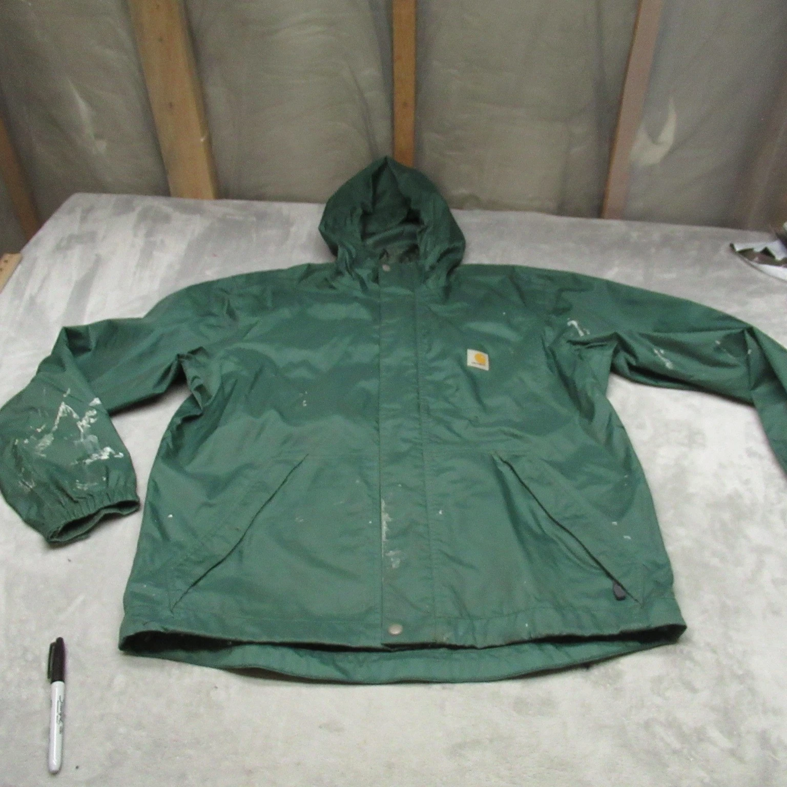 Carhartt Jacket Mens Medium Green Storm Defender Loose Fit Hooded Midweight Work