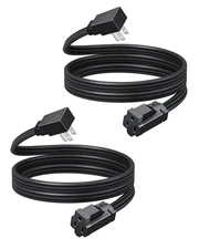 DEWENWILS 6FT 3-Prong Extension Cord, 15A/1875W 14/3 SPT-3, Black, 2 Pack