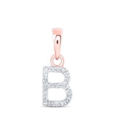 0,04 ctw natürlicher Diamant 0,42 g 10 k Rotgold Initiale ''B'' Anhänger Buchstabe Charm