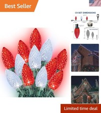 C9 Christmas String Lights, 100 LED 66 FT Waterproof Connectable Green Wire F...