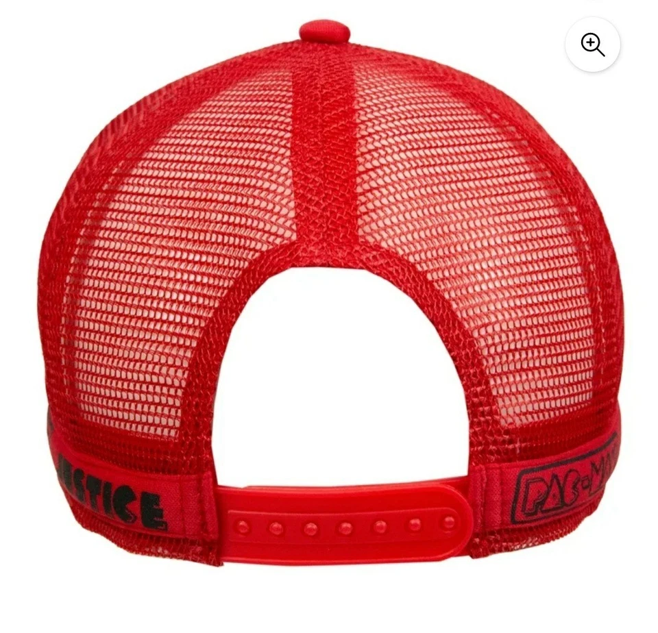 Gorra de béisbol Justice Pacman Collaboration roja gris camionero Pac Man Snapback Foto 3 de 4