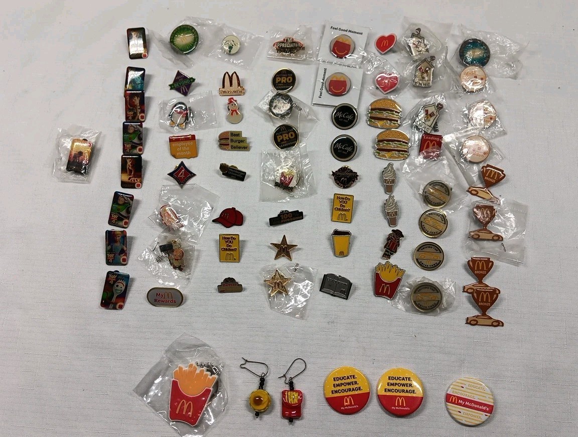 Mix Lot of 65 McDONALDS PINS + Others -  Various Pre-owned - See Photographs