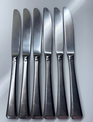 SILVERWARE ~ GORHAM ~ TRISTAN SS  SATIN 18/8 Design Japan 6 DINNER KNIVES 9 1/4''