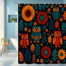 Colorful Owl Floral Shower Curtain - Cute Bathroom Decor