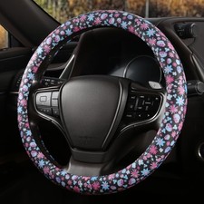 Leopard Print Steering Wheel Cover With Silicone Inner Ring Non-