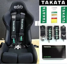 2X Takata Racing Seat Belt Harness 4 Point Snap-On 3" Cam lock Universal BLACK