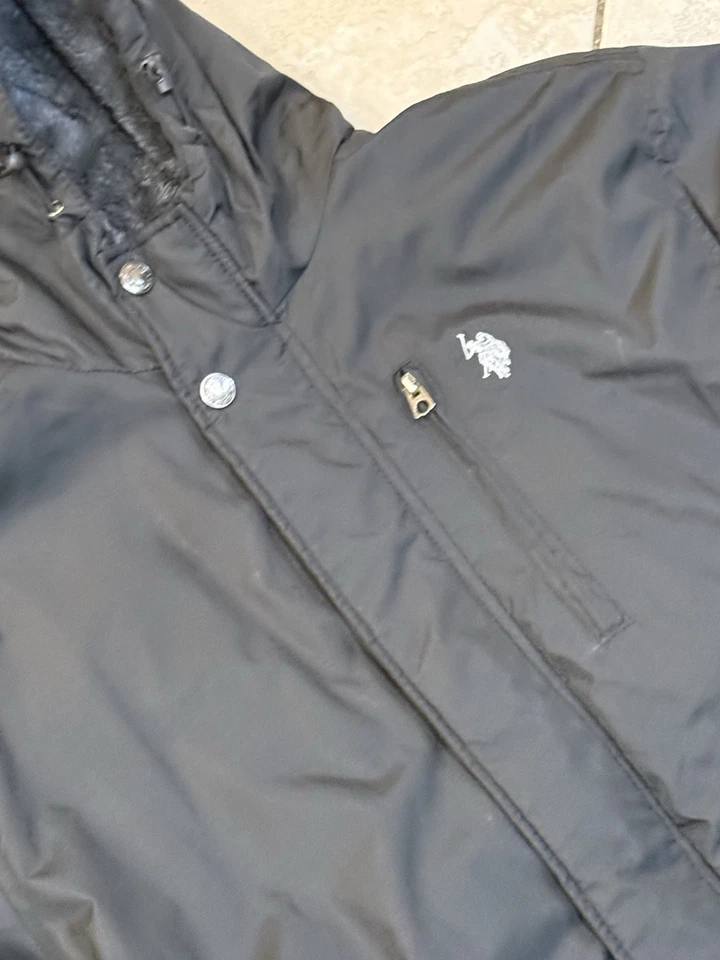 Polo para hombre EE. UU. Assn. Sudadera con capucha lisa forrada Sherpa negra con cremallera completa talla L Foto 2 de 4