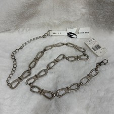 Nine West Silver Tone Chain Belt Textured Rope Link Adjustable S/M NWT