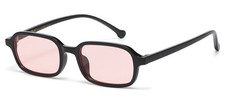 Ladies Designer Square Sunglasses Black Frame Pink Lens Tinted UV400 Plastic