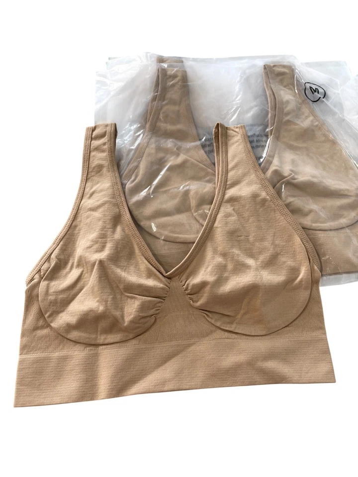 Paquete de 5 sujetadores Rhonda Shear originales Ahh talla mediana beige elástico sin costuras 663,17 Foto 3 de 4