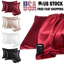 Satin Pillowcase 2 Pack for Hair Skin Silk Standard Queen King Pillow Case