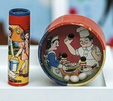 Vintage 2-sided Dexterity Hole In 1 Game Puzzle Chef W/eggs Bear  Kaleidoscope