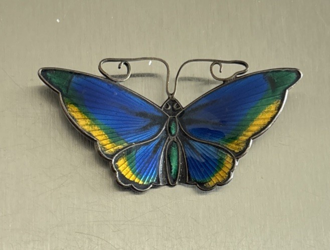 DAVID-ANDERSEN ノルウェー 蝶 ブローチ  シルバー925 Vintage Norway David Andersen 925s Multi Color Sterling Silver