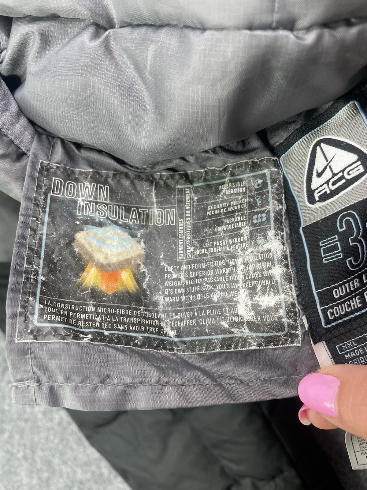 SACAI X NIKE Giacca Nike ACG vintage uomo XXL nero strato 3 piumino cappotto reversibile