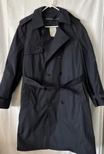DSCP Mens All Weather Military Trench Coat 44 R Navy Double Breasted Lined Belt