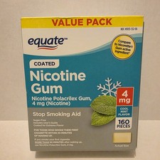 Equate Coated 4mg Nicotine Gum Cool Mint Flavor 160 Pieces Anti-smoking Aid