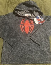 NWT Unisex Marvel Spiderman warm fleece Gray hoodie- size S 5/6 