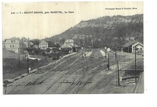 Postal 19 Saint Denis près Martel La Gare blanco y negro Francia Corrèze años 1900