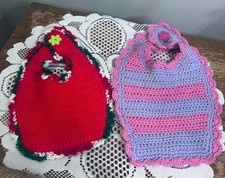 Handmade Crocheted Cotton Baby Bib Set of 2