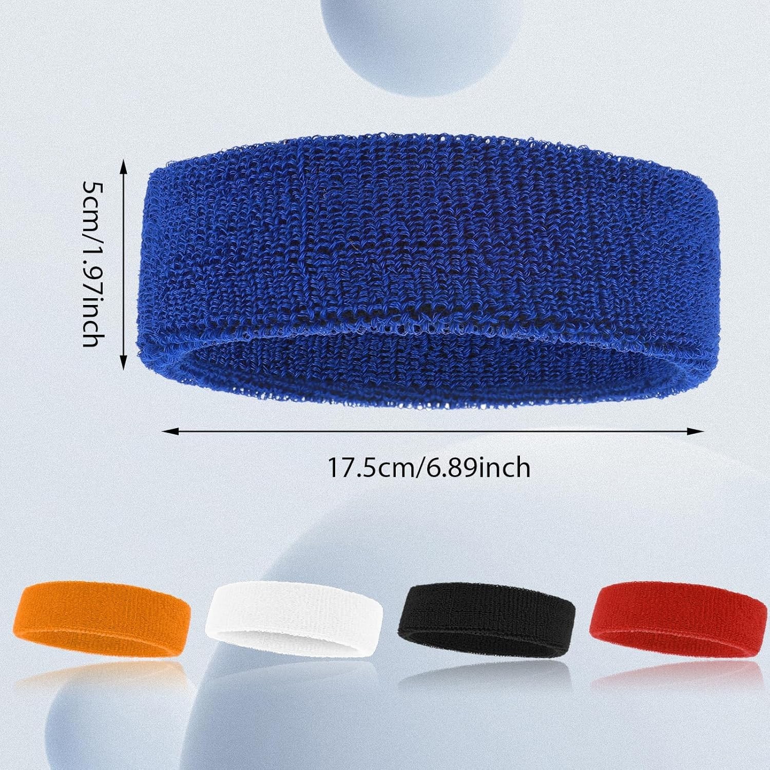5 Pack Men & Women Sweatband Headband Terry Cloth Moisture Wicking for Sports Te
