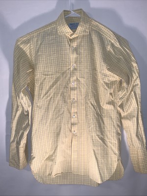 hilditch key shirt size 15.5 Button Down Long Sleeve Yellow Plaid