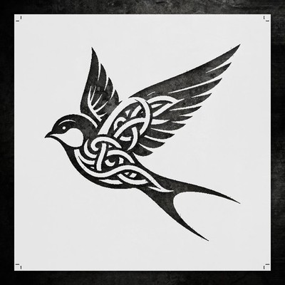 Swallow Bird Silhouette Celtic Knot Wall Art Reusable Stencil - StencilAir
