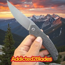 Shirogorov Quantum Ursus Cromax PM EK Knives Hex Titanium 3.75" Stonewash Knife