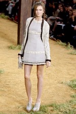 DDP Stunning Authentic Chanel Runway 2010 Lace Trim Linen Dress Size 36