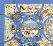 HERMES Carre 90 Tanzanie Silk Scarf Shawl Multicolor Animal No Box Unused Rare