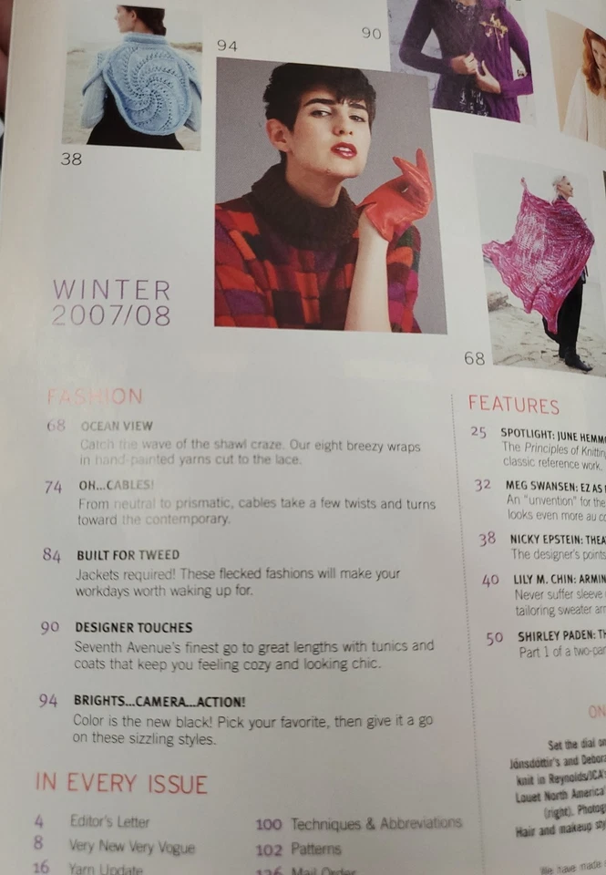 VOGUE KNITTING MAGAZINE Winter 2007/2008 Patterns Jackets Shawls Lace Sweater - Image 3 of 4