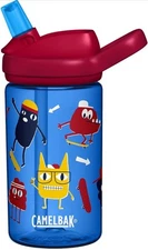 Eddy Kids BPA Free Water Bottle by Camelbak 14 oz Skate Monsters Leak Proof 