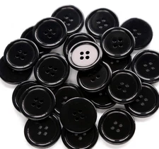 1 Inch (25mm) Black Buttons Flatback Resin Button for Garment Sewing DIY