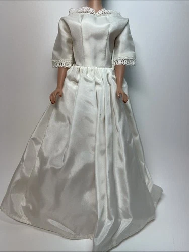 Vintage Barbie Fashion Doll Clone Mommy Made Handmade Wedding Gown Dress