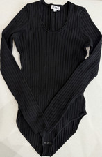 525 bodysuit Black Ribbed Long Sleeve Women's M One Piece Stretch