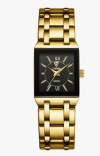 Reloj de cuarzo de lujo clásico con forma cuadrada dorada para mujer New Golden