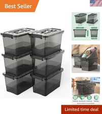 Compact 6 Pack Clear Black Containers with Lids Efficient 7 Quart Organizers