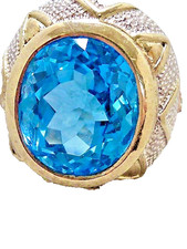 NEW 11 CARAT LONDON SWISS BLUE MINED OVAL CUT TOPAZ STERLING RING SIZE 8 RING