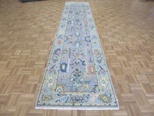 3 x 14 Runner Hand Knotted Gray Colorful Turkish Oushak Oriental Rug G14483