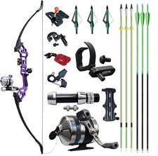 50lbs Bowfishing Bow Arrow Set Adults Combo Kit Reel Fish Recurve Bows Beginner