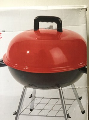 Home Grilling 14'' Red Black Mini Portable Table Top Charcoal Grill Outdoor 