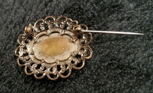 Small Oval Blue & White Floral Fashion Jewelry Brooch/Pin - Picture 10 of 12