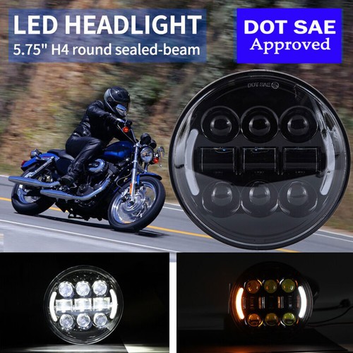 5.75" LED Headlight with Right/left Turn Signal For Dyna Sportster XL1200 XL883 - Picture 3 of 12