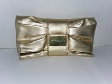 VERSACE Parfums Clutch Handbag Gold Faux Leather Wedding Formal Evening Purse