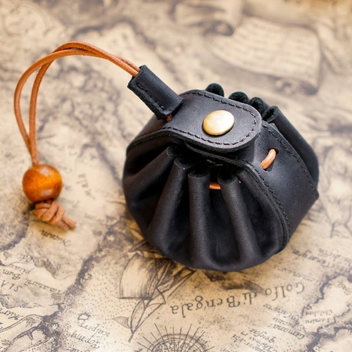 Handmade Drawstring Leather Coin Purse Pouch Vintage Wallet Small Purse - Picture 12 of 17