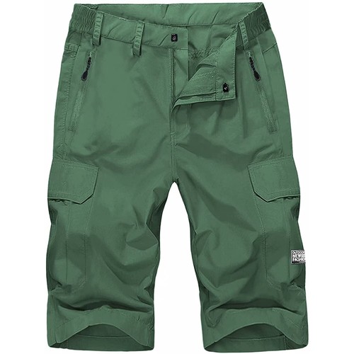 Mens 3/4 Capri Cargo Shorts Multi Pockets Lightweight Outdoor Hiking Nylon Pants - Picture 87 of 129