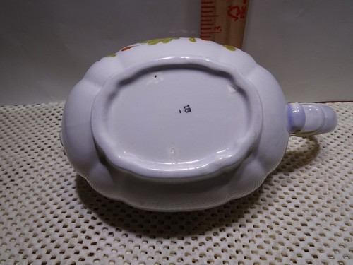 METLOX Vernon Calif "BOUQUET" Gravy Boat w/Plate Blue/Rust Floral VGUC 2 pcs - Picture 9 of 12