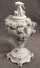 Carl Thieme Dresden Potschappel Jugendstil Porzellan Deckelvase floral