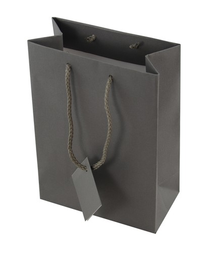 Steel Grey Drawstring Gift Bags with Tags for Shop, Wedding Favours (197x247mm) - Picture 7 of 7