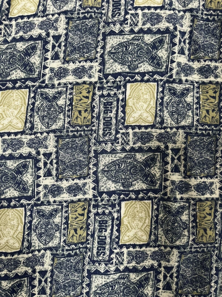 Рубашка мужская Big Dogs XL синяя гавайская для лагеря с коротким рукавом цветочный узор рыба пляж - Изображение 4 из 4